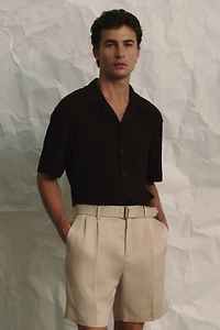 Loose-Fit Rib-Knit Resort Shirt