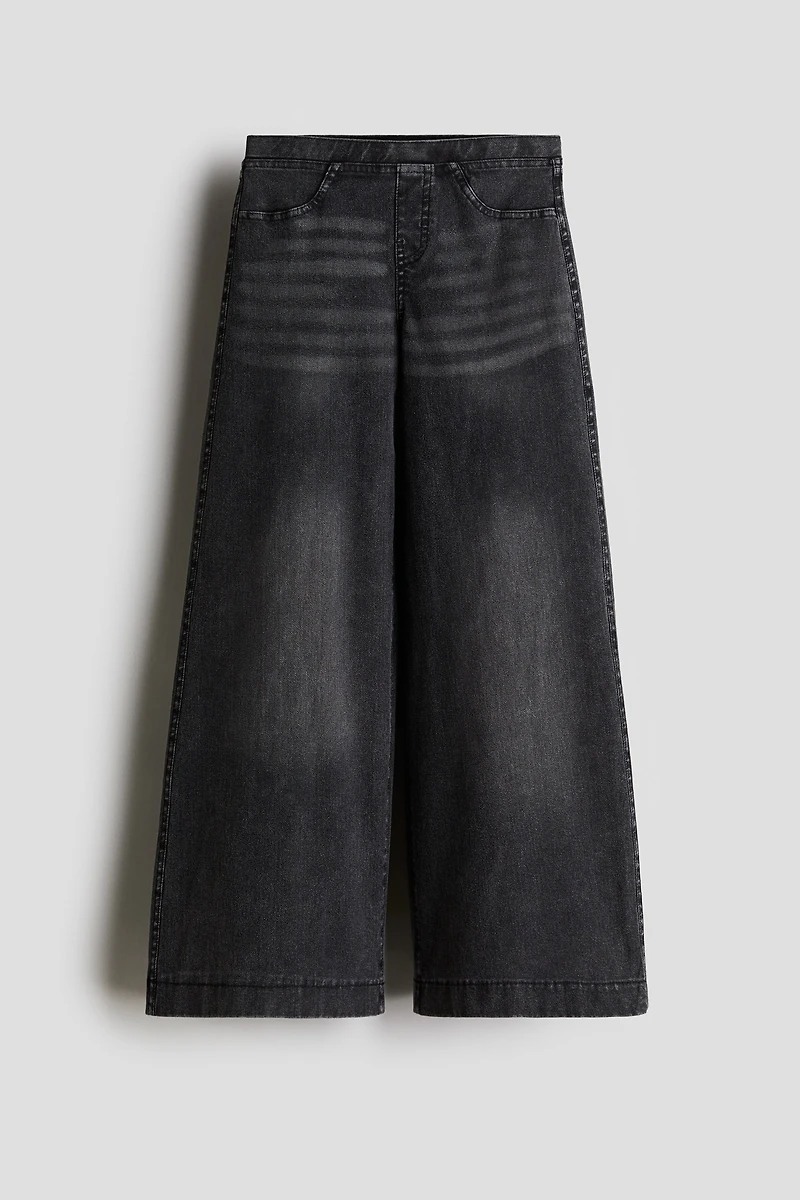 Pantalon large façon denim