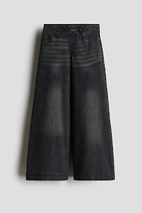 Pantalon large façon denim