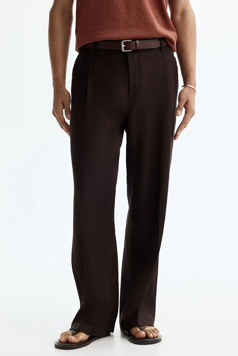 Relaxed-Fit Tailored Linen-Blend Pants