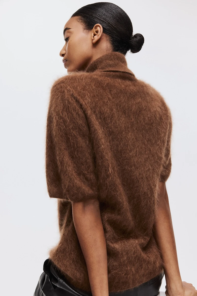 Brushed Cashmere Turtleneck Top