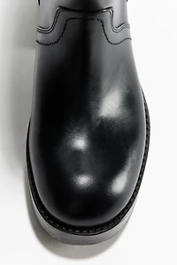 Calf-High Leather Boots