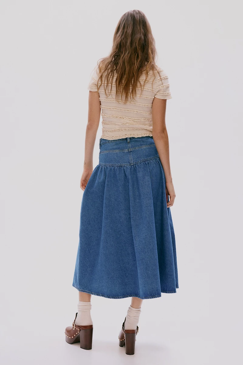Gathered Denim Skirt