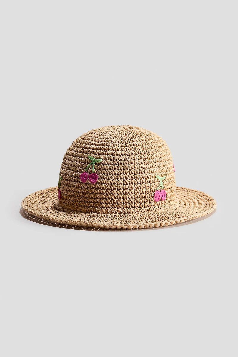 Appliquéd Straw Hat