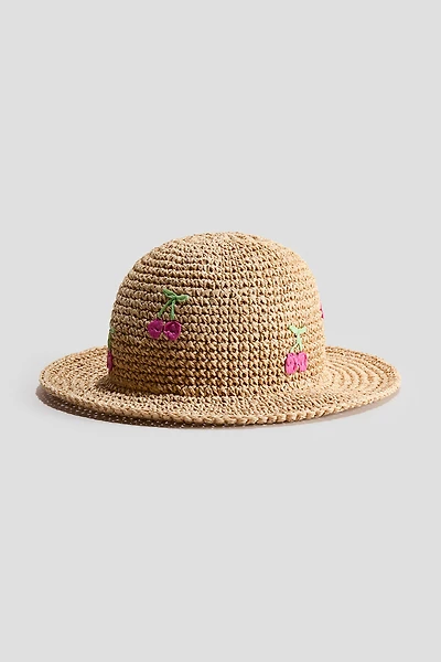 Appliquéd Straw Hat