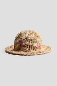 Appliquéd Straw Hat
