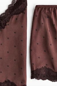 Lace-Trimmed Satin Pajamas
