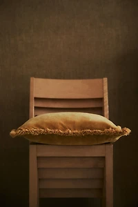 Velvet Cushion Cover with Fringe