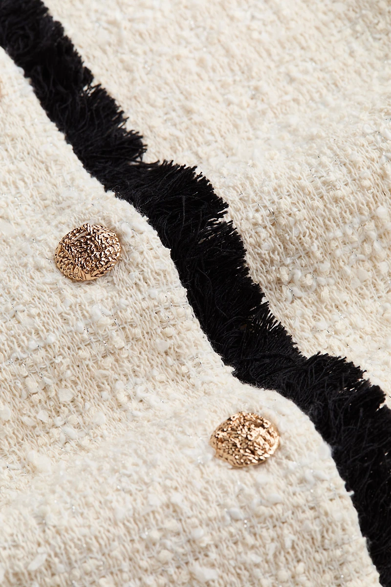 Bouclé-Knit Jacket with Fringe