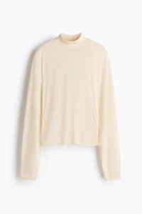 Batwing-Sleeved Mock Turtleneck Top