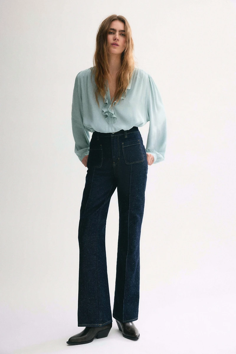 Ruffle-Collar Viscose Blouse