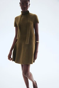 Scarf-Detail Knit Dress