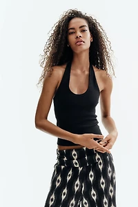 Ribbed Halterneck Top
