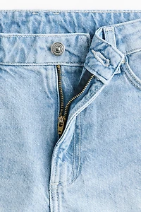 Raw-edge denim shorts