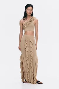 Ruffled One-Shoulder Crop Top