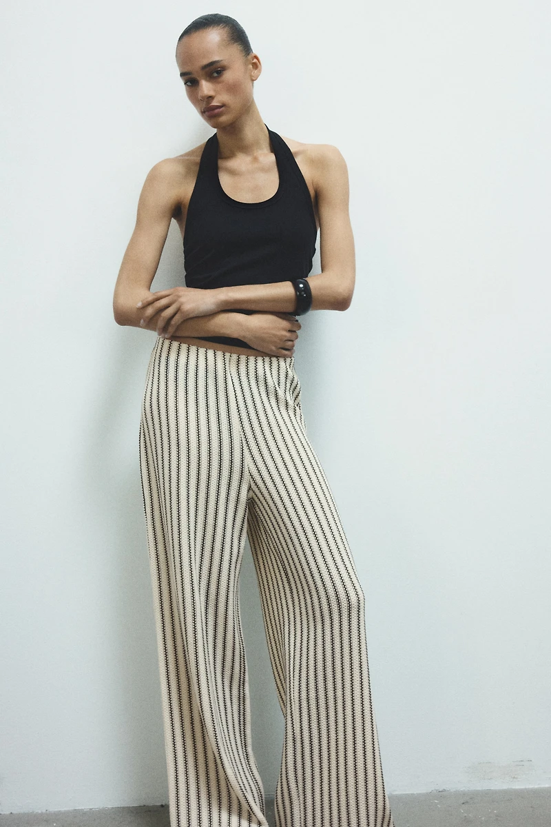 Pantalon large en tricot texturé