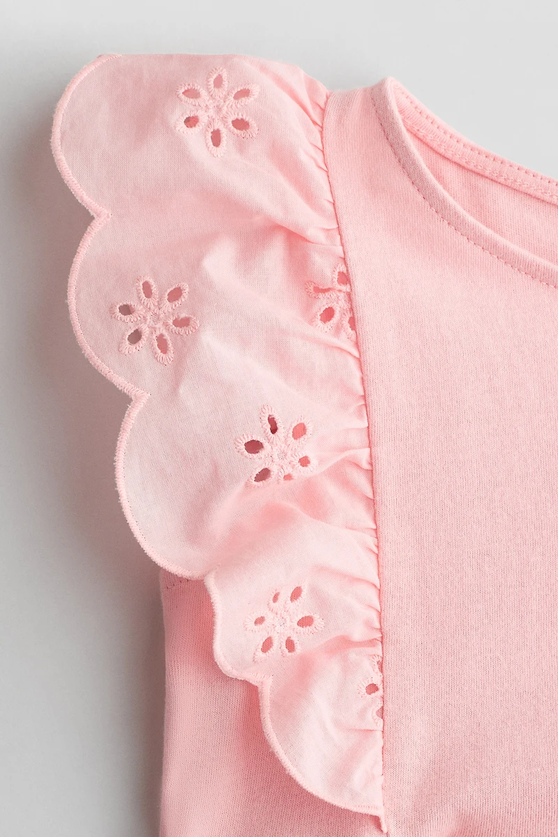 Flounce-Trimmed Cotton Dress