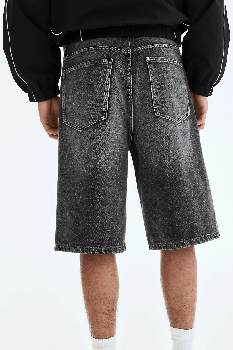 Baggy Twist-Detail Denim Shorts