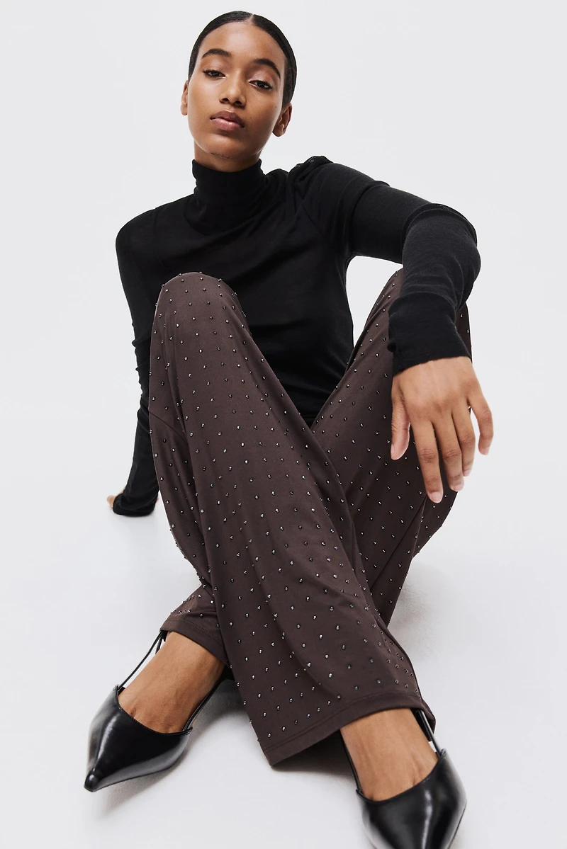 Rhinestone-Embellished Jersey Pants