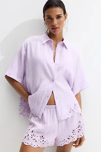 Beach Shirt with Eyelet Embroidery