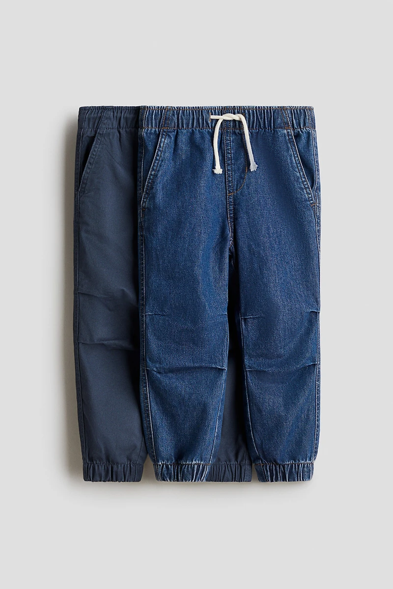 2-Pack Cotton Denim and Twill Joggers