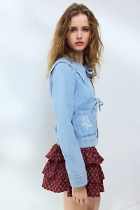 Tie-Front Denim Jacket