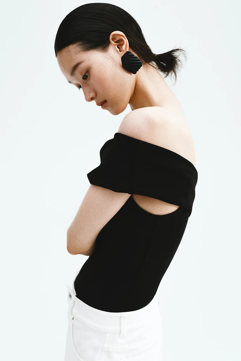 Off-the-Shoulder Thong Bodysuit