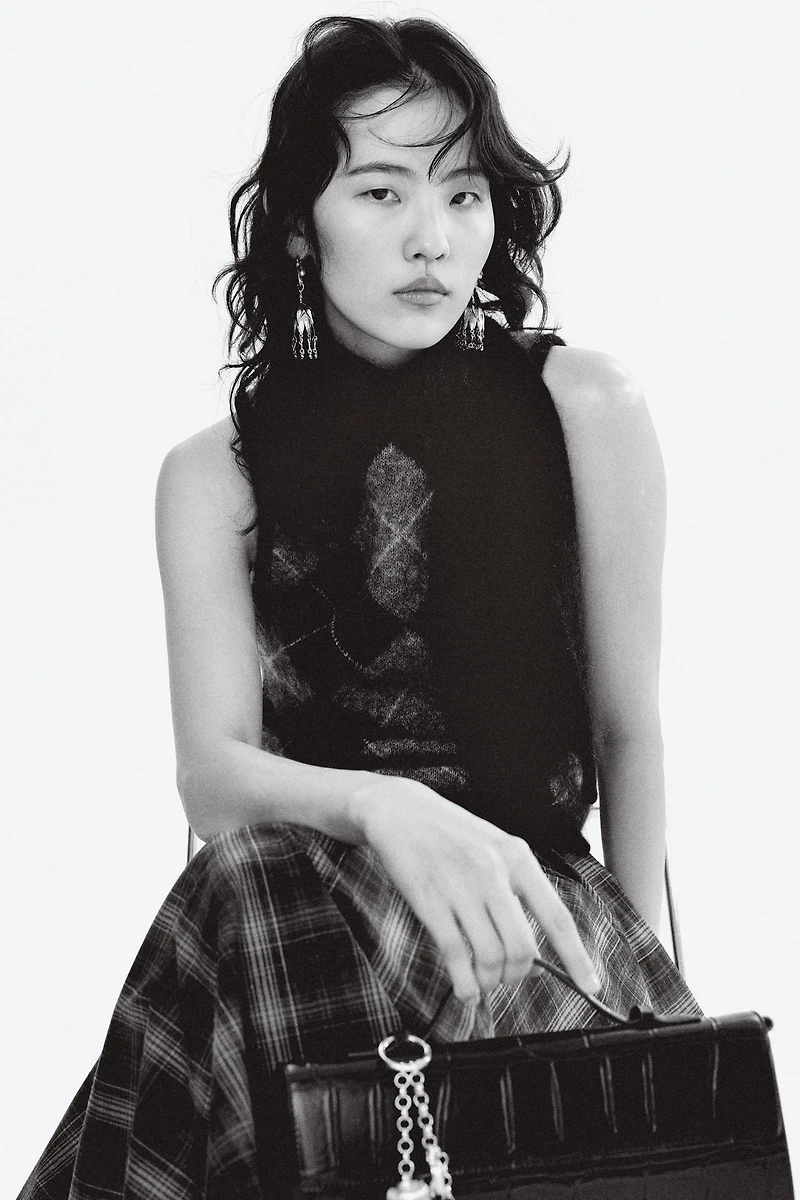 Haut à col écharpe en mohair mélangé