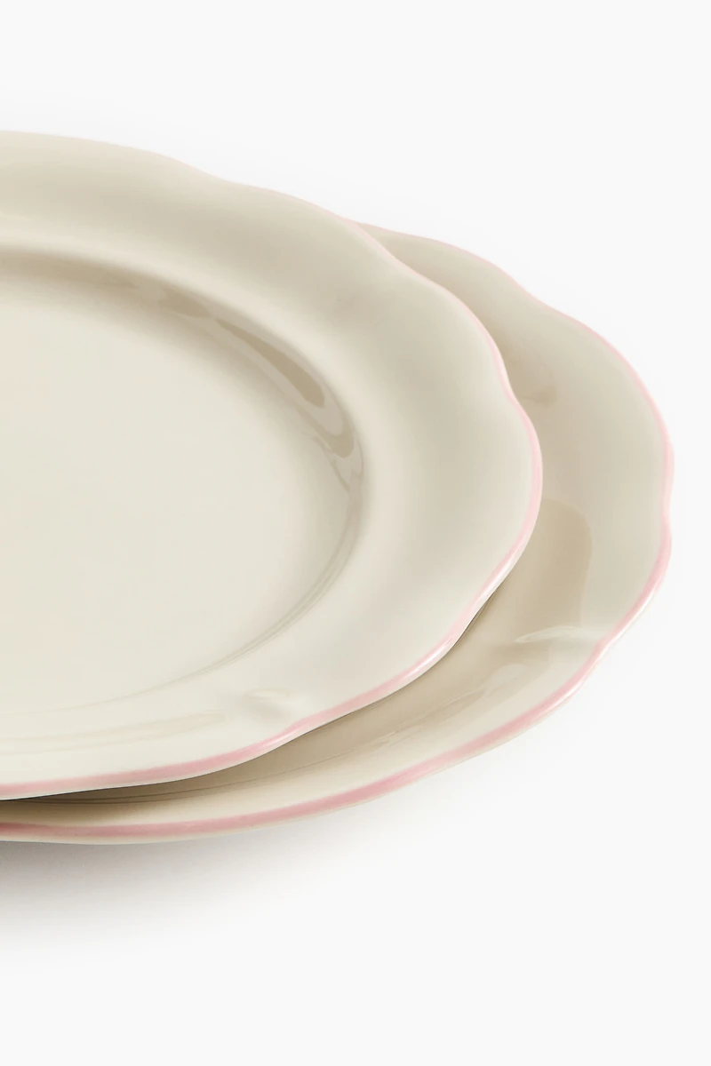 Lot de 2 grandes assiettes en grès cérame