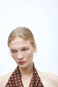 Asymmetric Satin Halterneck Dress