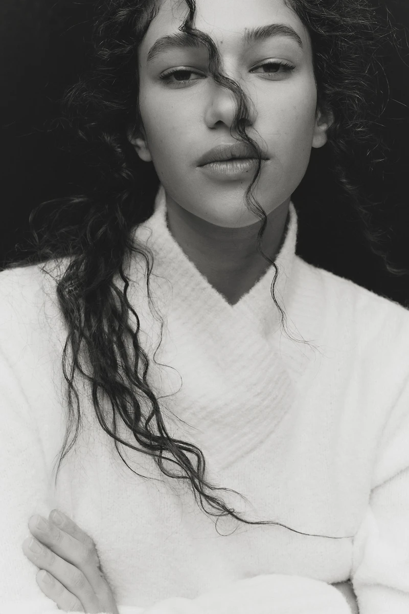 Chandail à encolure en V laine mélangée