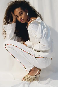 Straight Regular Jeans with Side Stripes
