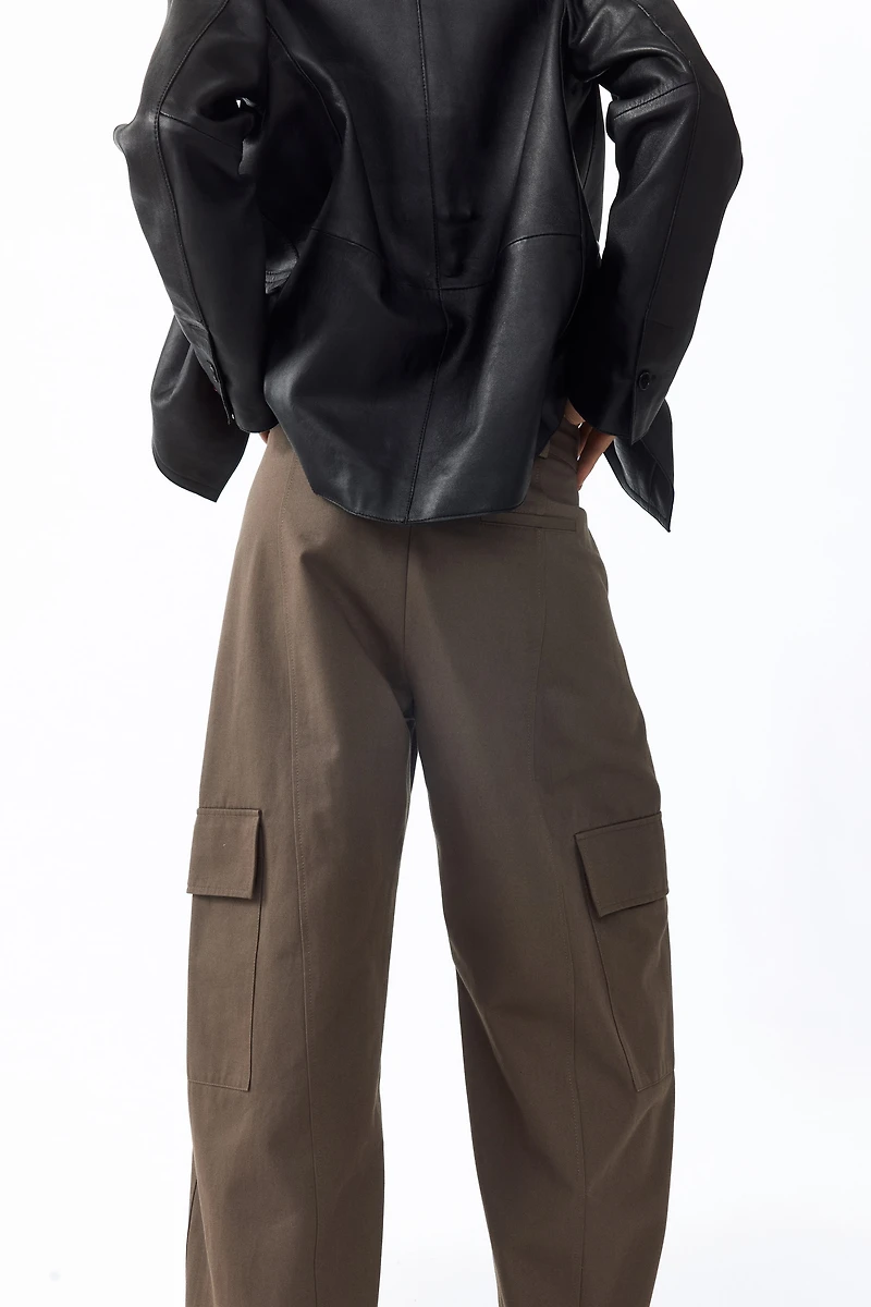 Cotton Barrel-Leg Pants