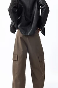 Cotton Barrel-Leg Pants