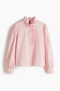 Blouse à col volants en coton