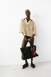 Crochet-Look Pullover Shirt