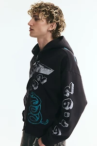 Oversized Printed Hooded Jacket