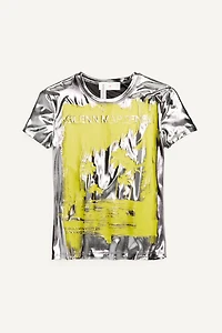 T-shirt métallisé et imprimé