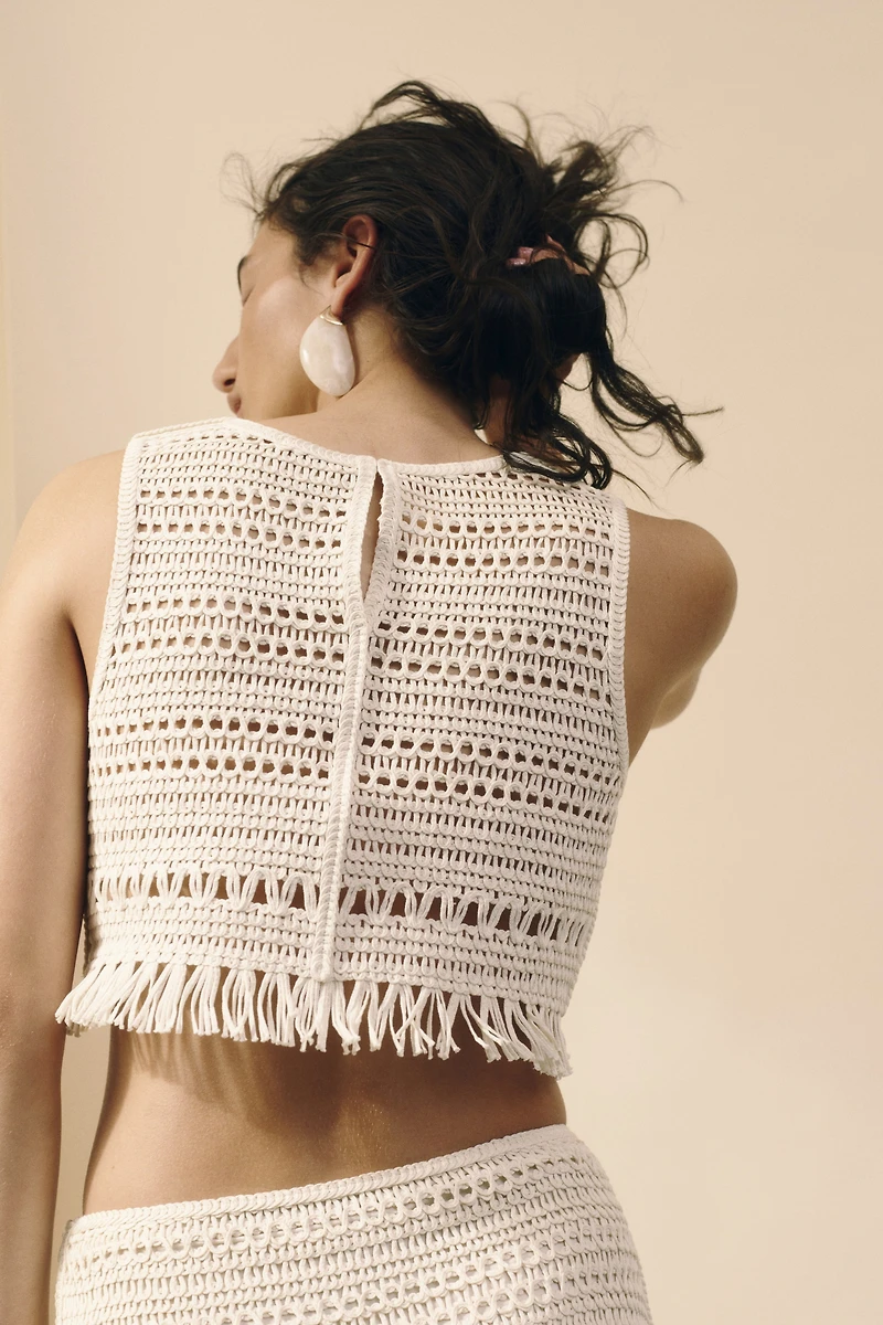 Sleeveless Crochet-Look Top