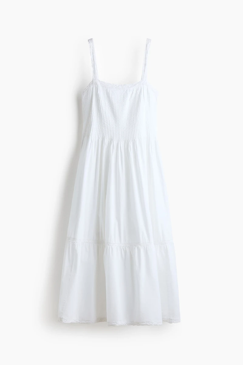 Lace-Trimmed Dress with Flared Skirt