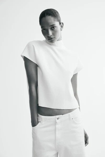 Fine-Knit Mock Turtleneck Top