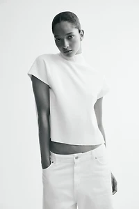 Fine-Knit Mock Turtleneck Top