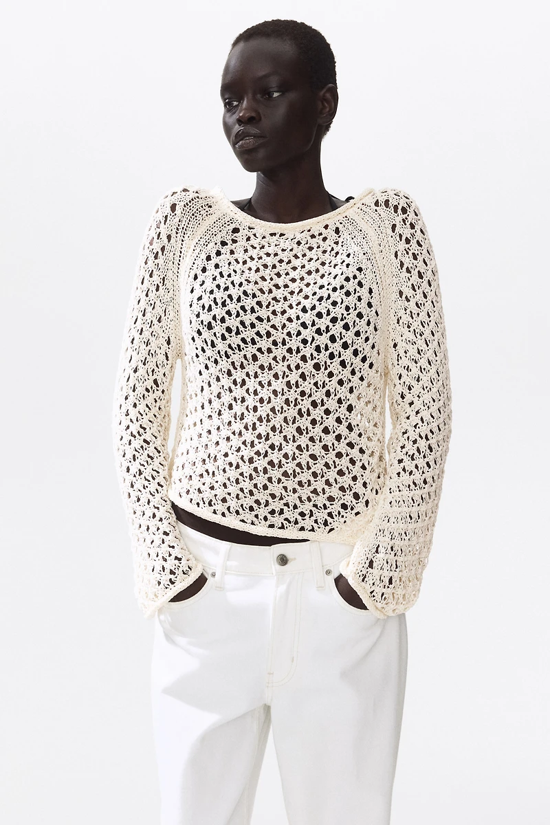 Tie-Detail Crochet-Look Top