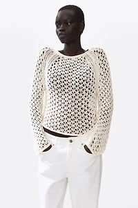 Tie-Detail Crochet-Look Top