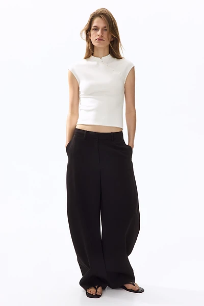 Cap-Sleeved Top with Button Detail
