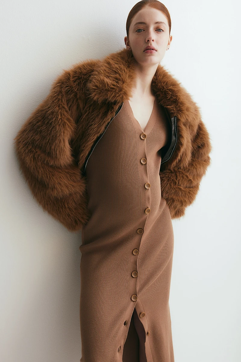 MAMA Rib-Knit Button-Front Dress