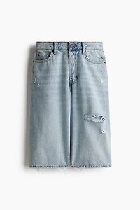 High-Waist Knee-Length Denim Shorts
