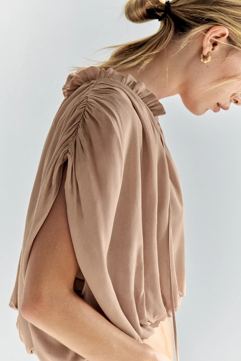 Oversized Bubble-Hem Blouse