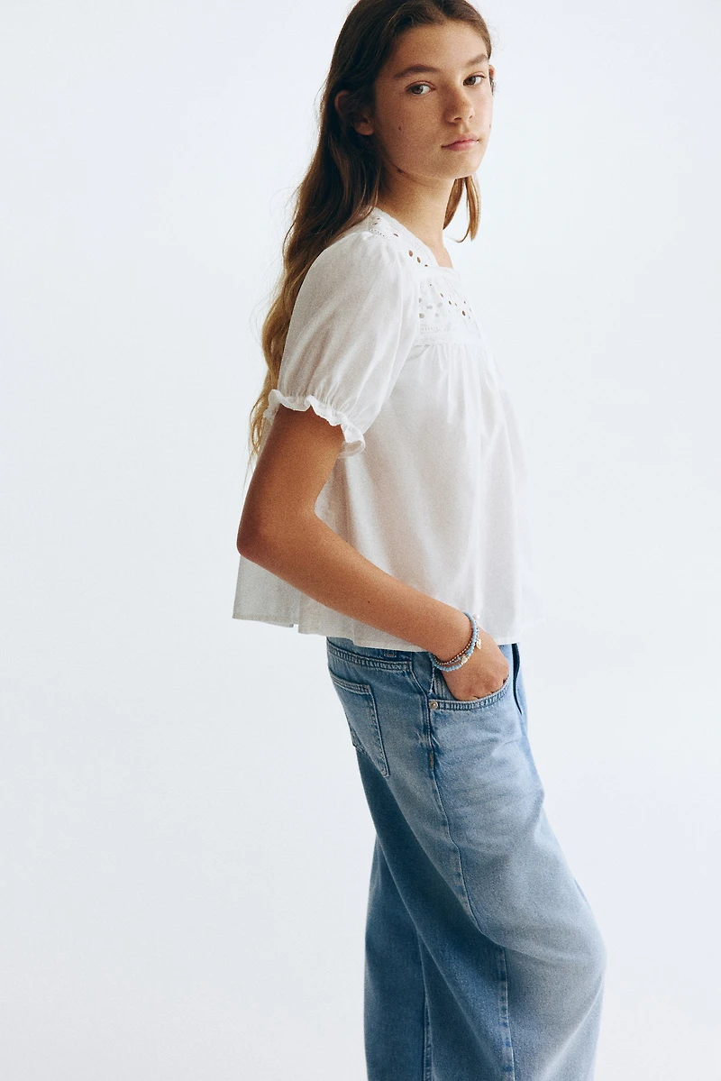 Blouse en coton avec manches bouffantes