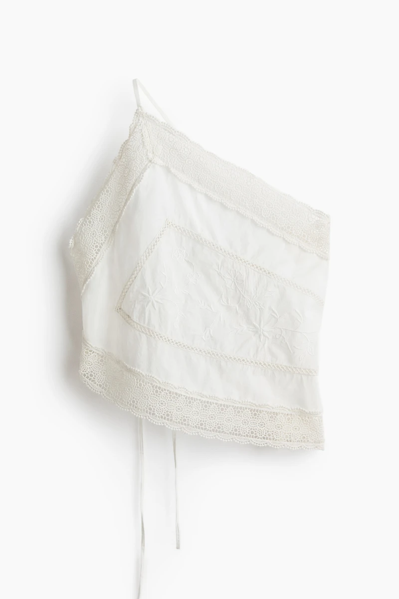 Lace-Trimmed One-Shoulder Top